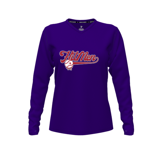 [FTLVCFPP-FYXS-LOGO1] Decker Comfort T-Shirt (Female Youth XS, Purple, V Neck, Logo 1, Long Sleeve)