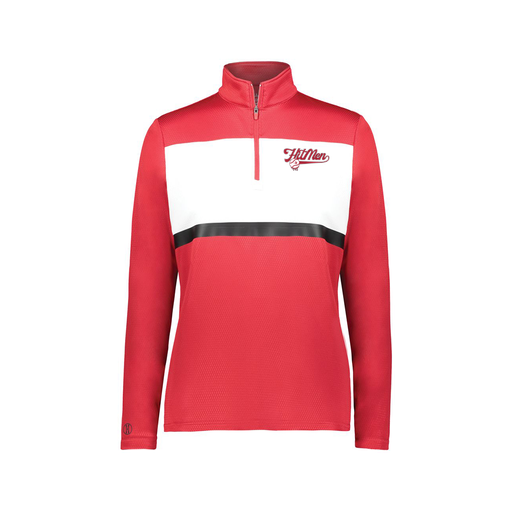 [222791.408.XS-LOGO1] Ladies Bold 1/4 Zip Pullover (Female Adult XS, Red, Logo 1)