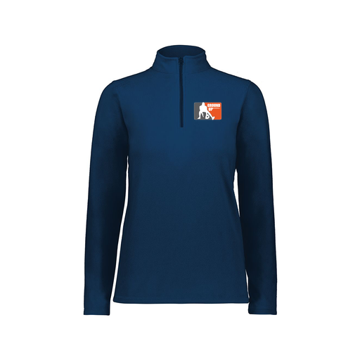 [6864.065.XS-LOGO2] Ladies MicroFleece 1/4 Zip Pullover (Female Adult XS, Navy, Logo 2)
