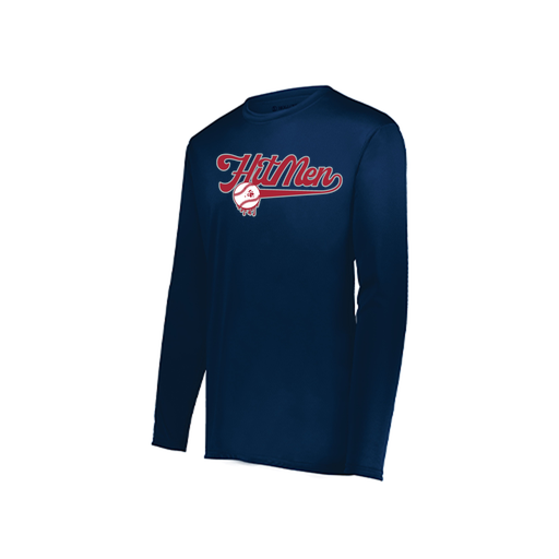 [222823.065.S-LOGO1] Youth LS Smooth Sport Shirt (Youth S, Navy, Logo 1)